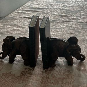 Gorgeous elephant bookends.wood very high end